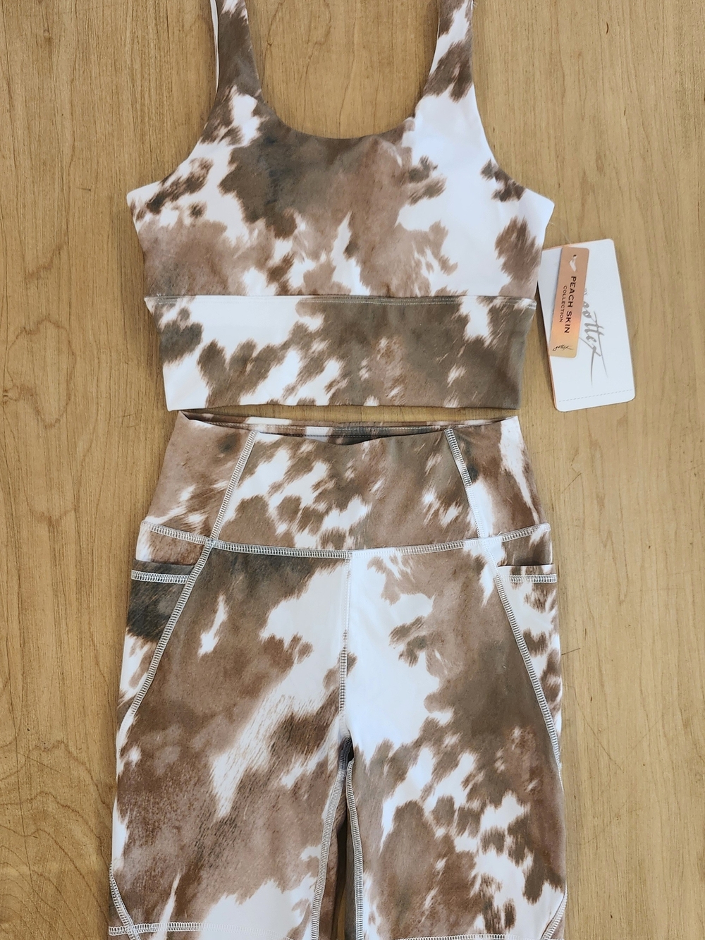 Gottex Studio Peach Skin Cow Print Activewear Set - XS